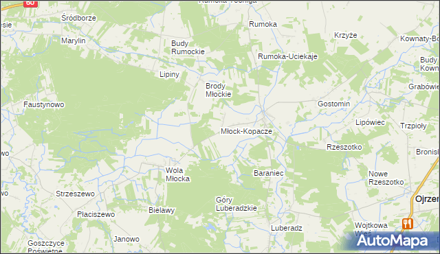 mapa Młock-Kopacze, Młock-Kopacze na mapie Targeo