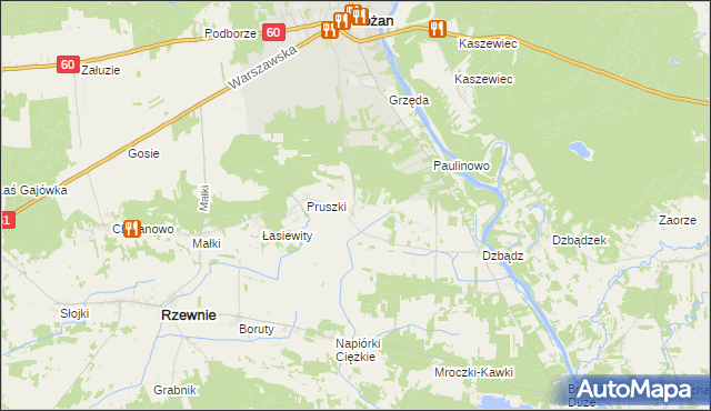 mapa Mroczki-Rębiszewo, Mroczki-Rębiszewo na mapie Targeo
