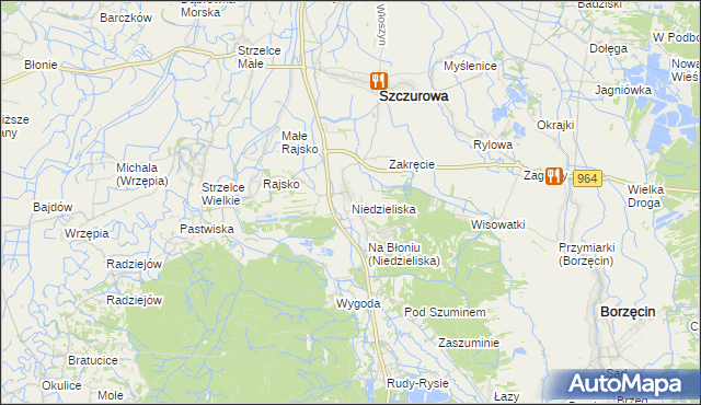 mapa Niedzieliska gmina Szczurowa, Niedzieliska gmina Szczurowa na mapie Targeo