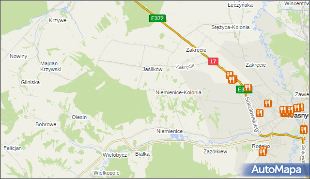 mapa Niemienice-Kolonia, Niemienice-Kolonia na mapie Targeo