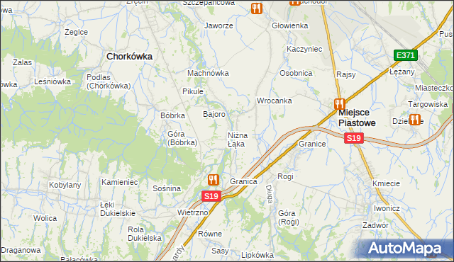 mapa Niżna Łąka, Niżna Łąka na mapie Targeo