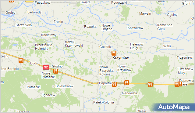 mapa Nowe Paprockie Holendry, Nowe Paprockie Holendry na mapie Targeo