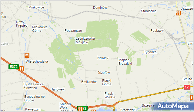 mapa Nowiny gmina Piaski, Nowiny gmina Piaski na mapie Targeo