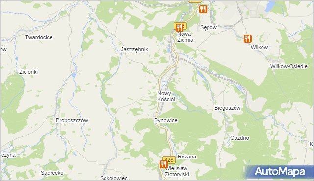 mapa Nowy Kościół, Nowy Kościół na mapie Targeo