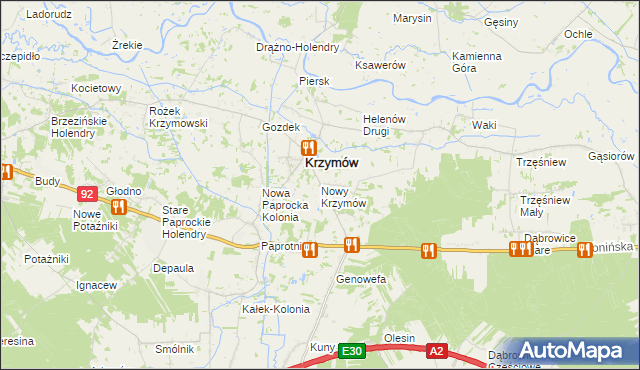 mapa Nowy Krzymów, Nowy Krzymów na mapie Targeo