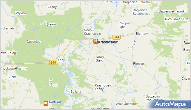 mapa Nowy Sielc gmina Krasnosielc, Nowy Sielc gmina Krasnosielc na mapie Targeo
