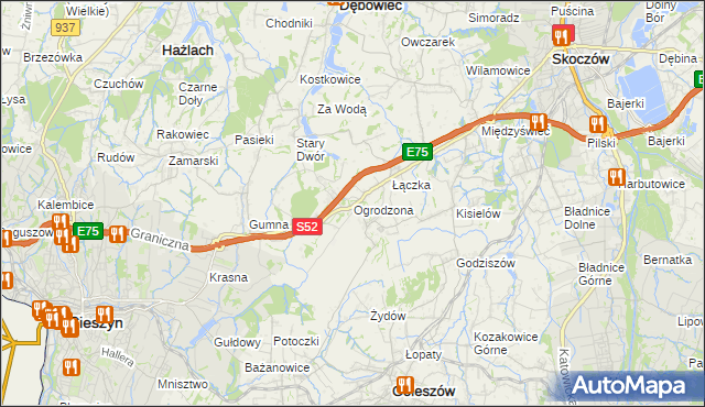 mapa Ogrodzona gmina Dębowiec, Ogrodzona gmina Dębowiec na mapie Targeo