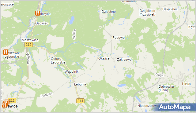 mapa Okalice, Okalice na mapie Targeo