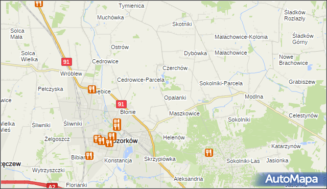 mapa Opalanki gmina Ozorków, Opalanki gmina Ozorków na mapie Targeo