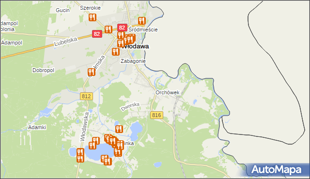 mapa Orchówek gmina Włodawa, Orchówek gmina Włodawa na mapie Targeo