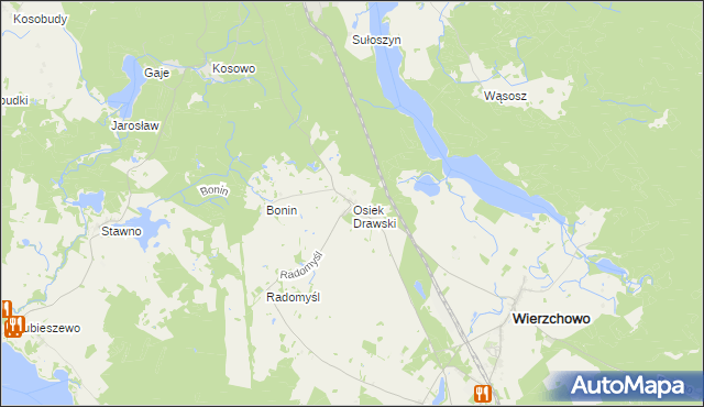 mapa Osiek Drawski, Osiek Drawski na mapie Targeo