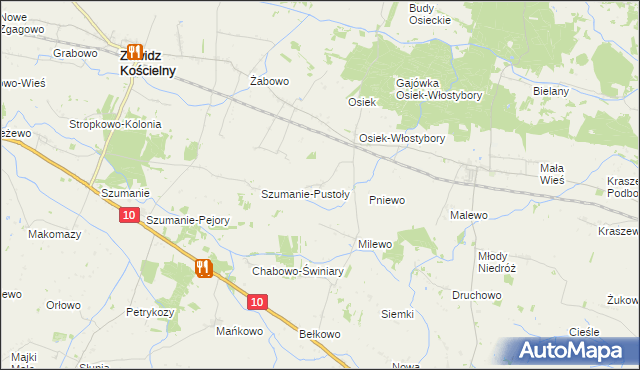 mapa Osiek Piaseczny, Osiek Piaseczny na mapie Targeo
