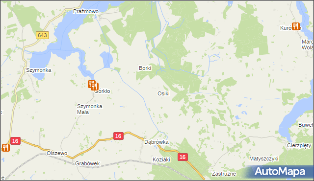 mapa Osiki, Osiki na mapie Targeo