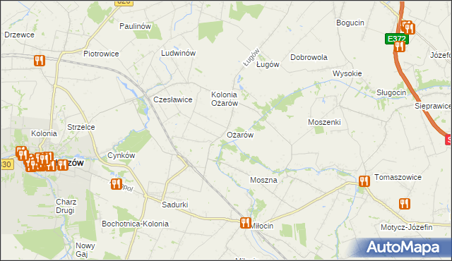 mapa Ożarów gmina Jastków, Ożarów gmina Jastków na mapie Targeo