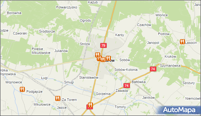 mapa Ożarów powiat opatowski, Ożarów powiat opatowski na mapie Targeo