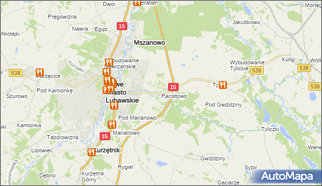 mapa Pacółtowo gmina Nowe Miasto Lubawskie, Pacółtowo gmina Nowe Miasto Lubawskie na mapie Targeo