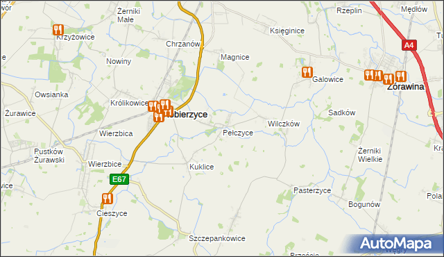 mapa Pełczyce gmina Kobierzyce, Pełczyce gmina Kobierzyce na mapie Targeo