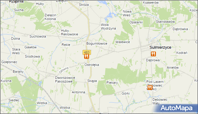 mapa Piekary gmina Sulmierzyce, Piekary gmina Sulmierzyce na mapie Targeo