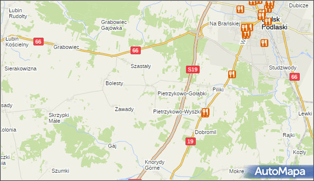 mapa Pietrzykowo-Gołąbki, Pietrzykowo-Gołąbki na mapie Targeo