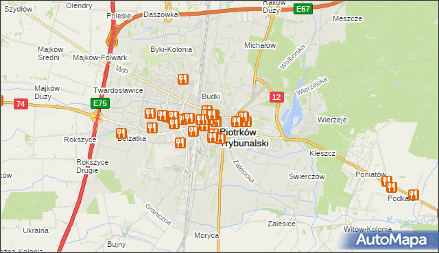 mapa Piotrków Trybunalski, Piotrków Trybunalski na mapie Targeo