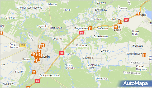 mapa Podgórze gmina Gostynin, Podgórze gmina Gostynin na mapie Targeo