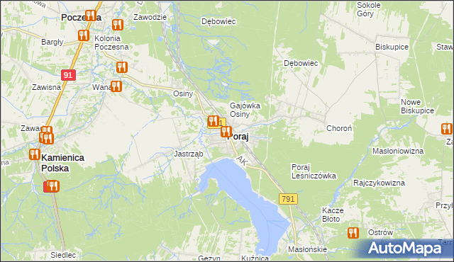 mapa Poraj powiat myszkowski, Poraj powiat myszkowski na mapie Targeo