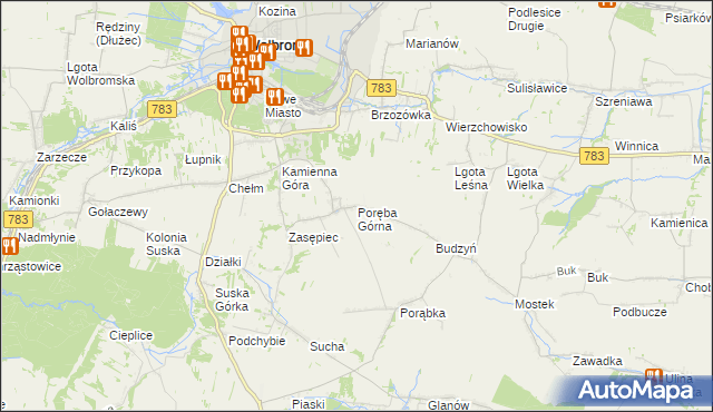 mapa Poręba Górna, Poręba Górna na mapie Targeo