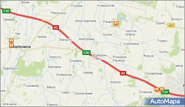 mapa Powodów Trzeci, Powodów Trzeci na mapie Targeo