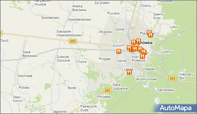 mapa Progale, Progale na mapie Targeo