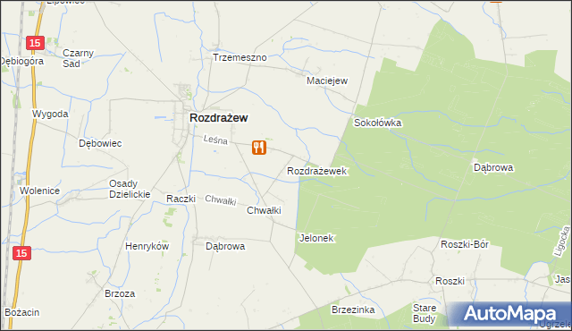 mapa Rozdrażewek gmina Rozdrażew, Rozdrażewek gmina Rozdrażew na mapie Targeo