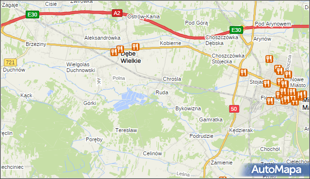 mapa Ruda gmina Dębe Wielkie, Ruda gmina Dębe Wielkie na mapie Targeo