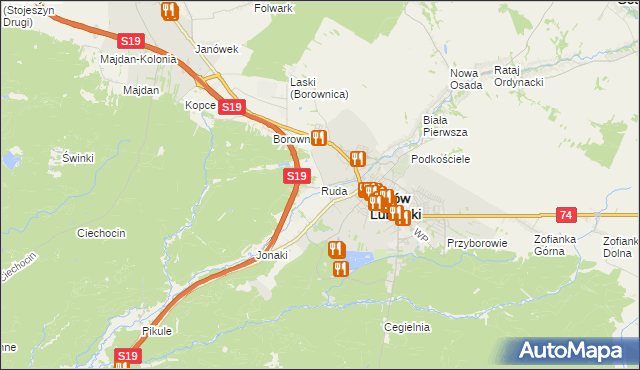 mapa Ruda gmina Janów Lubelski, Ruda gmina Janów Lubelski na mapie Targeo