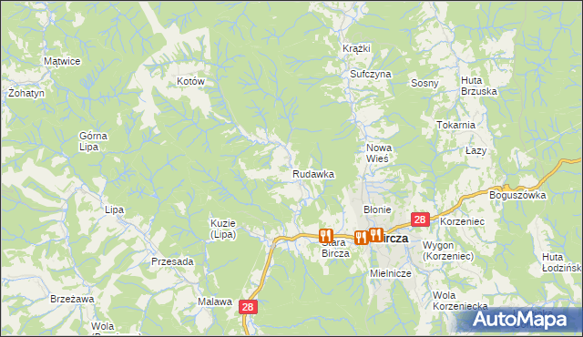 mapa Rudawka gmina Bircza, Rudawka gmina Bircza na mapie Targeo