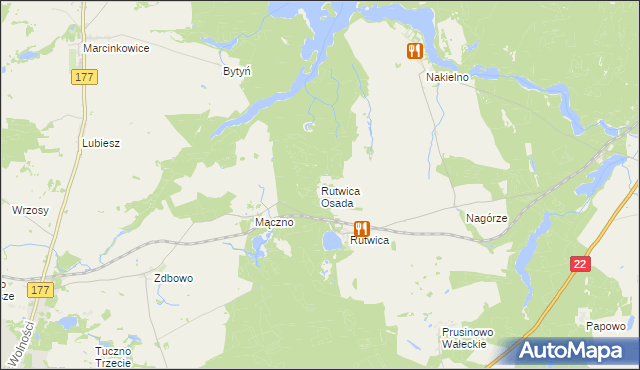 mapa Rutwica Osada, Rutwica Osada na mapie Targeo