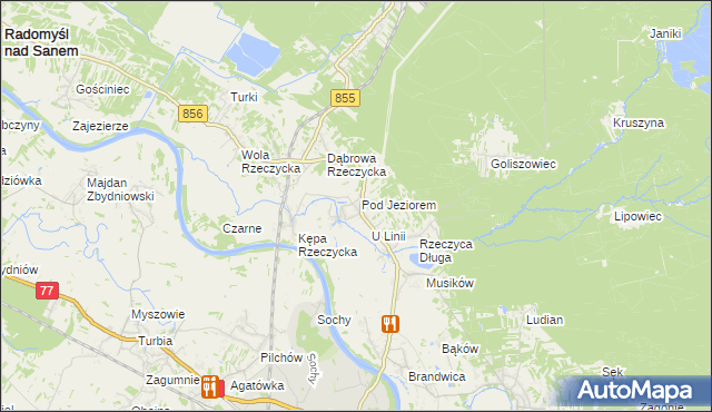 mapa Rzeczyca Okrągła, Rzeczyca Okrągła na mapie Targeo