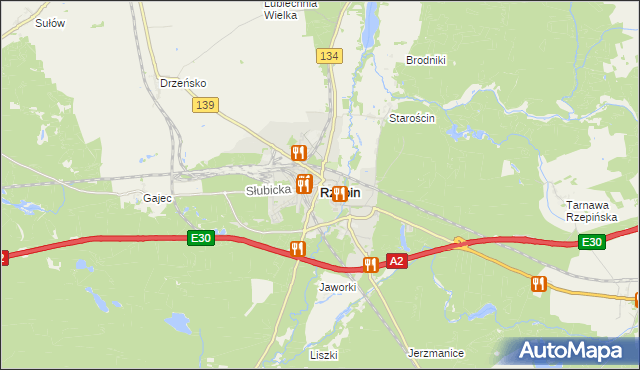 mapa Rzepin, Rzepin na mapie Targeo