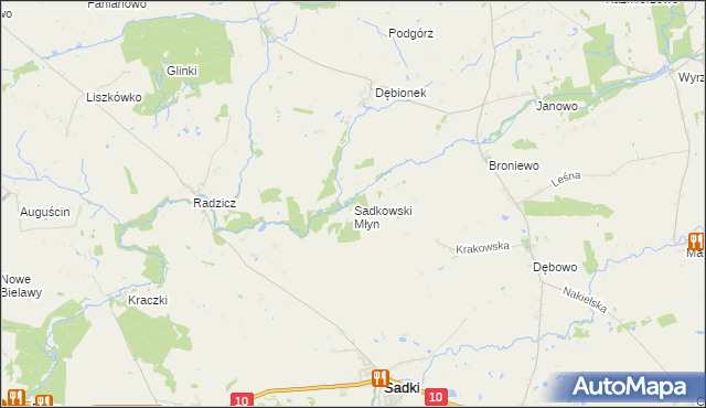 mapa Sadkowski Młyn, Sadkowski Młyn na mapie Targeo