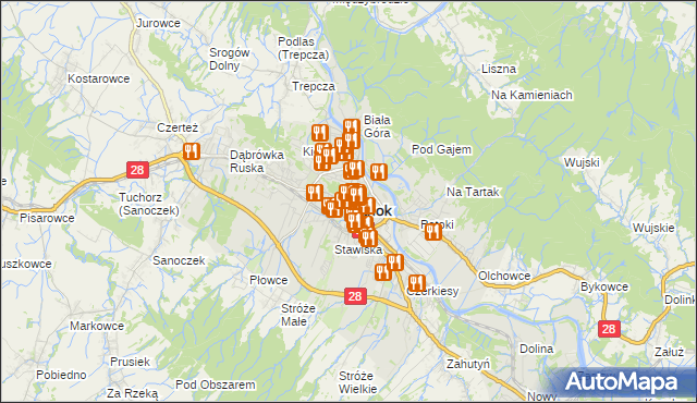 mapa Sanok, Sanok na mapie Targeo