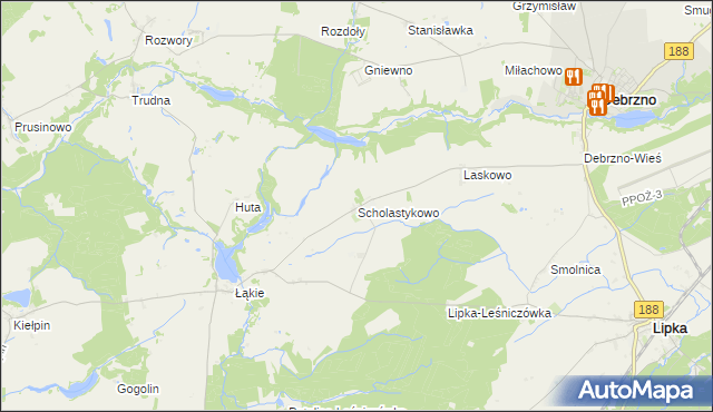 mapa Scholastykowo, Scholastykowo na mapie Targeo