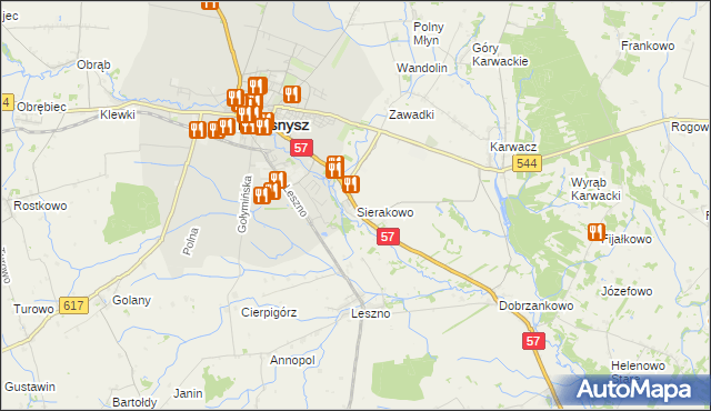 mapa Sierakowo gmina Przasnysz, Sierakowo gmina Przasnysz na mapie Targeo