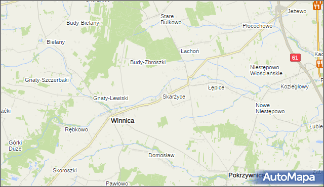 mapa Skarżyce gmina Winnica, Skarżyce gmina Winnica na mapie Targeo