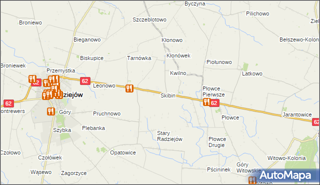 mapa Skibin gmina Radziejów, Skibin gmina Radziejów na mapie Targeo