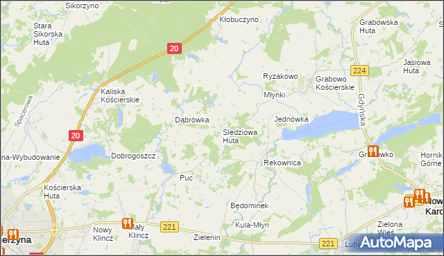 mapa Śledziowa Huta, Śledziowa Huta na mapie Targeo