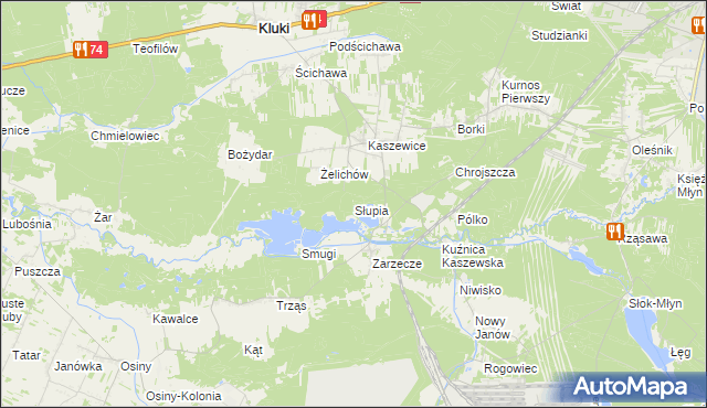 mapa Słupia gmina Kluki, Słupia gmina Kluki na mapie Targeo