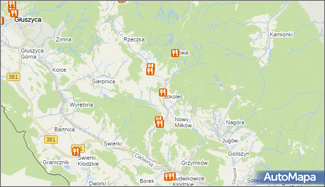 mapa Sokolec gmina Nowa Ruda, Sokolec gmina Nowa Ruda na mapie Targeo
