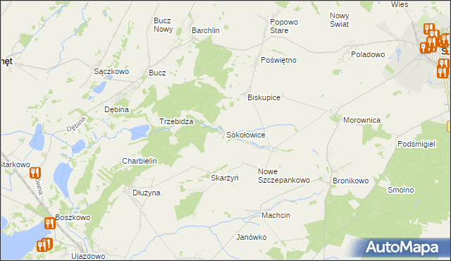 mapa Sokołowice gmina Przemęt, Sokołowice gmina Przemęt na mapie Targeo