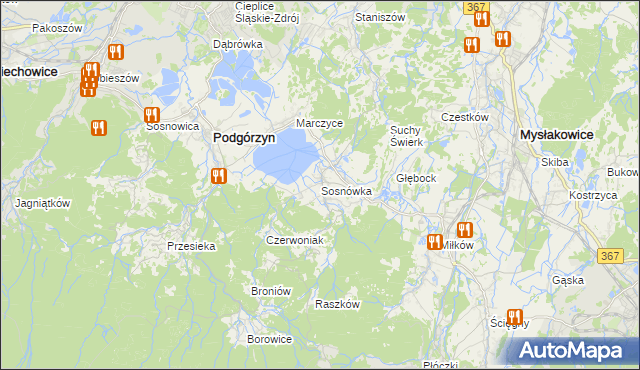 mapa Sosnówka gmina Podgórzyn, Sosnówka gmina Podgórzyn na mapie Targeo