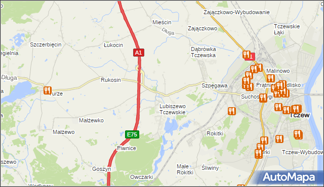 mapa Stanisławie gmina Tczew, Stanisławie gmina Tczew na mapie Targeo