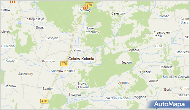 mapa Stare Prażuchy, Stare Prażuchy na mapie Targeo