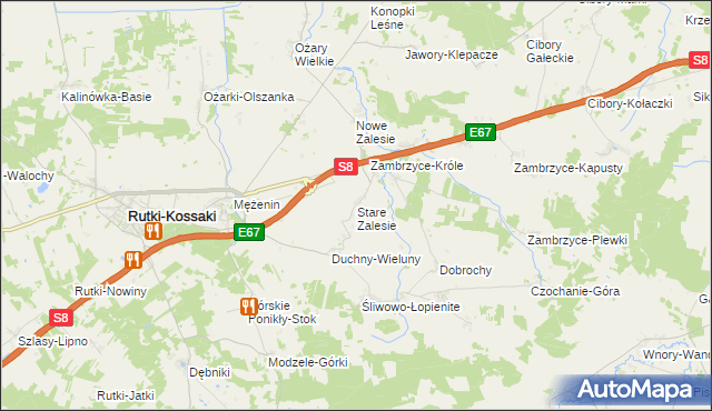 mapa Stare Zalesie gmina Rutki, Stare Zalesie gmina Rutki na mapie Targeo